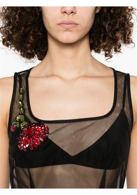 Black crystal embellishment square-neck dress Simone Rocha - women SIMONE ROCHA | 7406B0069BLKRDMLT